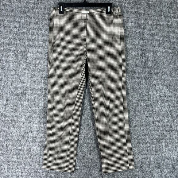 J Jill Pants Womens 2 Black Gingham Trouser Tapered Business Career Spandex - Picture 1 of 12